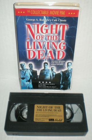 Night Of The Living Dead (vhs Tape) Clamshell Rare Cover Gold Label Romero