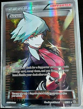 Ultra Rare Steven Pokémon Tcg Card Supporter Xy - Ancient Origins Pokemon Shiney