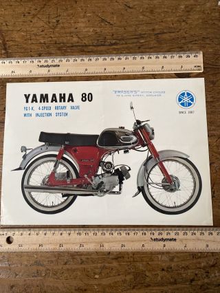 Rare & Yamaha 250 Yg1 80 Motorcycle Factory Sales Brochure Classic 60s