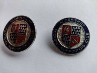 Very Rare 1970s Aldershot Football Club Enamel Badges.  1 Pin And 1 Bh