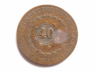 Rare 1830 Large Brazil 40 Reis Coin