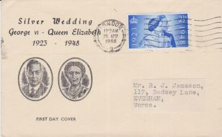 Gb Stamps Rare First Day Cover 1948 Silver Wedding Illustrated Low Value