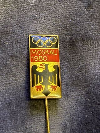 Stunning Moscow 1980 Olympics Pin Badge Germany Noc National Committee Very Rare