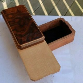 Rare Vintage Burl Wood 6 " Trick Box Trinket Burled French Puzzle Antique Look Nr