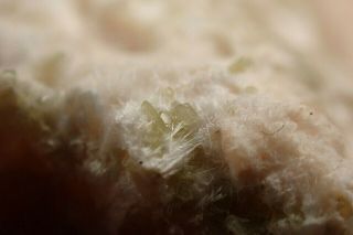 Diaspore Green Crystals On Natrolite Very Rare Saga,  Norway