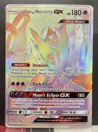 Pokémon Ultra Prism Rainbow Full Art Secret Rare Dawn Wings Necrozma 161/156