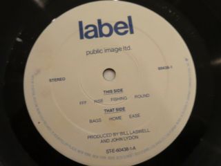 VG,  /VG,  Public Image Limited Album LP RARE ORIG.  1986 WEINBERG SPECIALTY Pistol 2