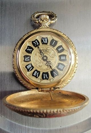 Rare Chateau Swiss Made Ladies Pocket Watch Gold Tone Gold Filled
