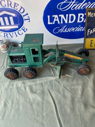 Vintage Marx Metal,  Green,  Power Grader Tractor,  RARE Color With Motor 2