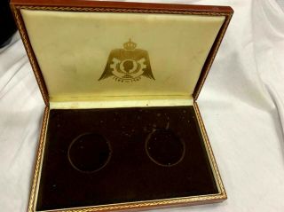 RARE Hashemite Kingdom of Jordan Huguenin Le Locle Medal/Coin Box 1977 PORTRAIT 2
