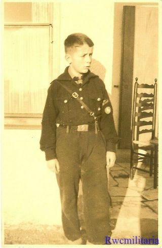 Port.  Photo: RARE Full Outdoor Pic Young German Uniformed Pimpf Boy Posed 2