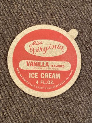 Rare Vintage Miss Virginia Monticello Dairy Ice Cream Cap Charlottesville Va