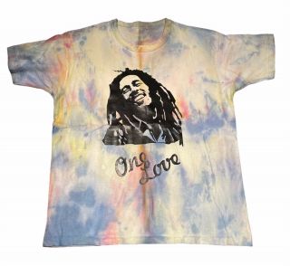 Vintage 80s 90s Bob Marley One Love Reggae Music Rasta Tie Dye T Shirt Sz M Rare