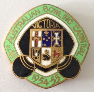 Victoria 16th Australian Bowling Carnival 1955 Club Badge Pin Rare (l18)