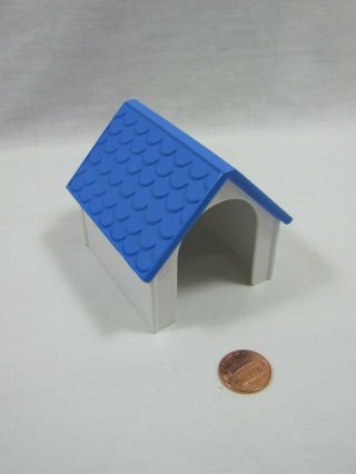 Fisher Price Little People Blue Roofed Puppy Dog House Doghouse For Pet Rare