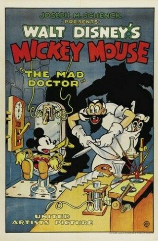 Mickey Mouse The Mad Doctor Movie Poster Rare Vintage