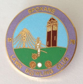 Spokane Lawn Bowling Club Badge Rare Vintage (l31)
