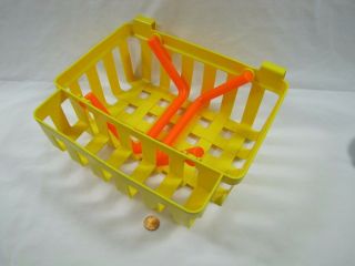 Vintage Fisher Price Fun with Food DELUXE GROCERY SHOPPING BASKET Yellow Rare 3
