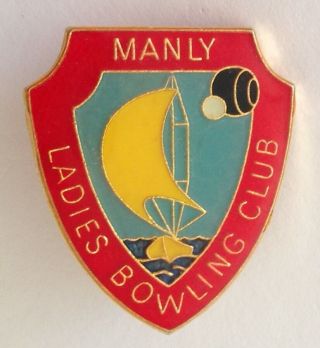 Manly Ladies Bowling Club Badge Pin Rare Sailing Design Vintage (m16)