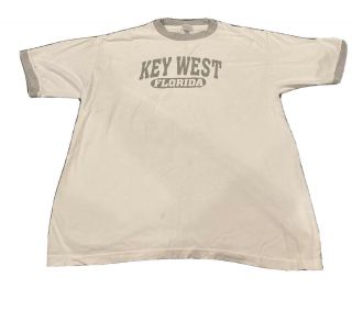 Rare White Delta Pro Weights Key West Florida White Beach Shirt L Large Men 