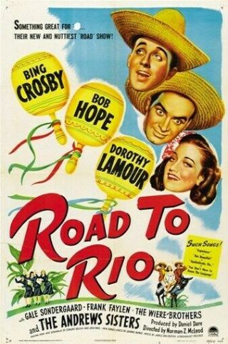 Road To Rio Movie Poster Bob Hope Rare Hot Vintage