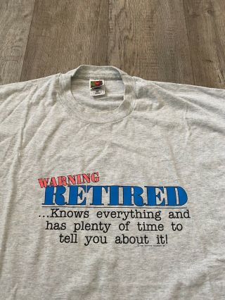 Vintage 1991 Retired Humor T - Shirt Size 3xl Gray Single Stitch Made In Usa Rare