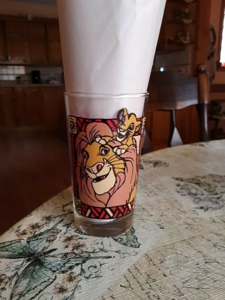 Vintage RARE Disney ' s The Lion King Collectible Promo Juice Glass Simba Mufasa 2