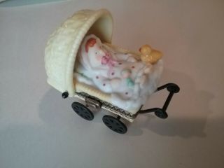 Phb Midwest Of Cannon Falls Trinket Box Baby Buggy W Baby Bottle Rare Dv89
