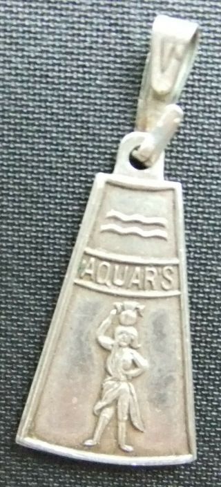 Rare,  Vintage.  925 Sterling Silver Zodiac Sign Pendant - Aquarius,  Segment Cut