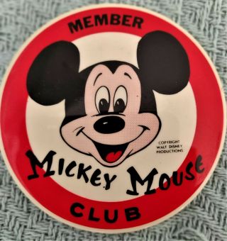 Rare Vintage Mickey Mouse Club Membership Badge - Metal Pin Badge 1980 