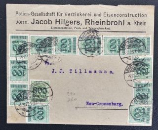 Germany 1923 Rare Unusual 20000000 Marks Hyper Inflation Period Cover Rheinbrohl