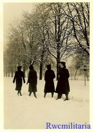 RARE Female Uniformed Wehrmacht Blitzmädel Helferin Girls on Winter Walk 2