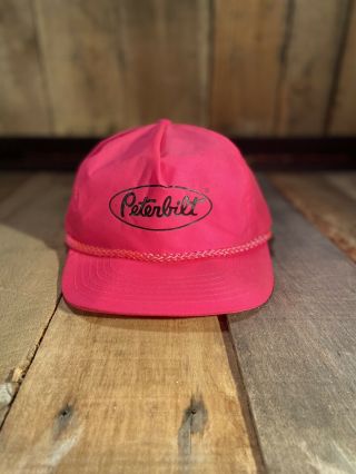 Peterbilt Vtg Snapback Hat Hot Pink Truckers Cap Semi 18 Wheeler Rare