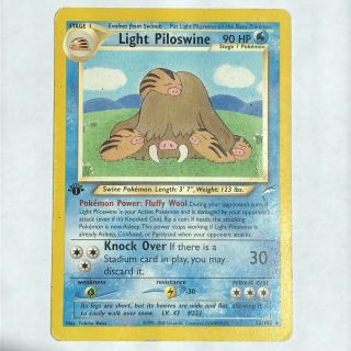 Light Piloswine Pokemon Neo Destiny 26/105 Rare 1st Edition - Moderately Played