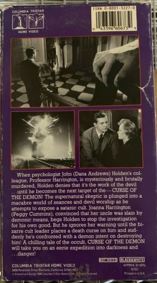 Curse of the Demon (VHS) rare 1957 occult classic stars Dana Andrews 2
