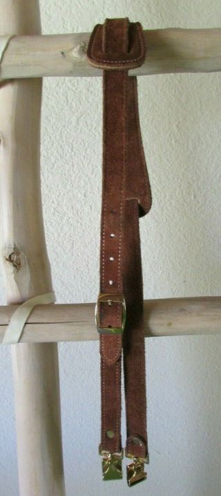 Vintage Brown Suede Leather Replacement Strap W Rare Golden Hardware