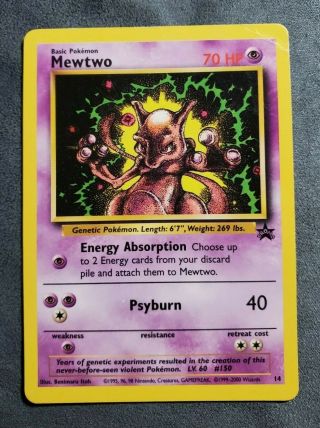 Pokemon Card Mewtwo 14 Black Star Promo Light Play