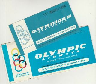 Greece Rare 2 Passenger Ticket & Excess Baggage Olympic Airways Cairo 1995