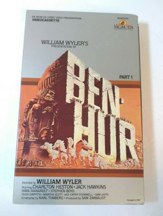 Rare Ben Hur Vhs (part 1 Only) Mgm Release Big Box Wyler & Heston Film 1983