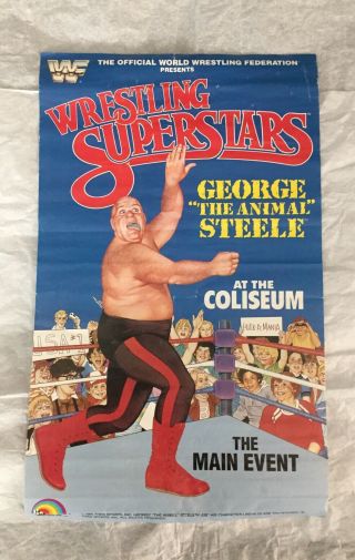 Wwf Ljn George The Animal Steele Figure Poster 1985 Rare Wwe Poster Only