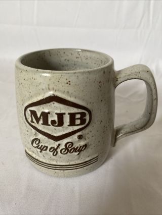 Rare Vintage Speckled Stoneware Mjb/cup Of Soup Coffee Mug