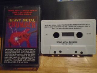 Rare Oop Heavy Metal Thunder Cassette Tape Judas Priest Kiss Quiet Riot Dio Wasp