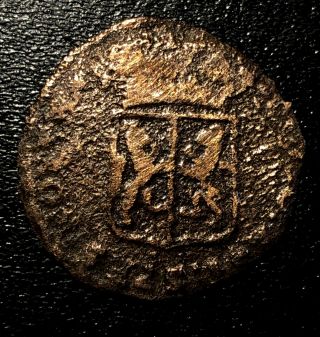 1758 Netherlands Gelderland Dutch Republic 1 Duit Rare Copper Polished Coin