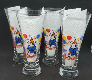 1987 Spuds Mackenzie Bud Light Rare - Set Of 4 Glasses - Vintage/collectible