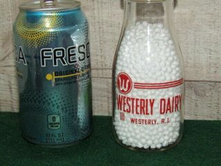 Vintage Westerly Dairy Ri 1/2 Pint Milk Bottle Red Lettering - Rare