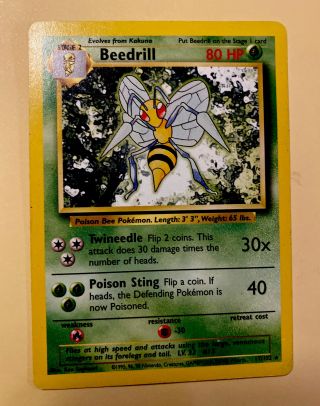 Beedrill 17/102 - Non Holo Rare - Wotc Pokemon Card - 1999 Base Unlimited Set