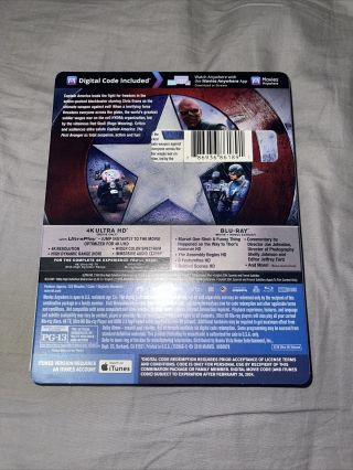Captain America: The First Avenger 4k with rare slipcover,  no digital code 2