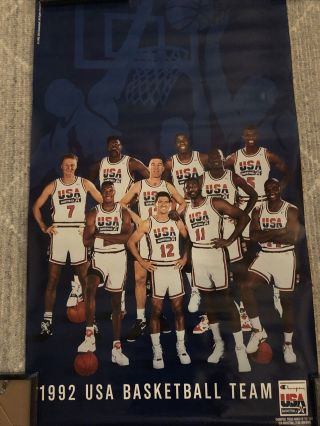 Champion 1992 Usa Basketball Dream Team Olympics Poster.  Never Hung Rare.  36x22