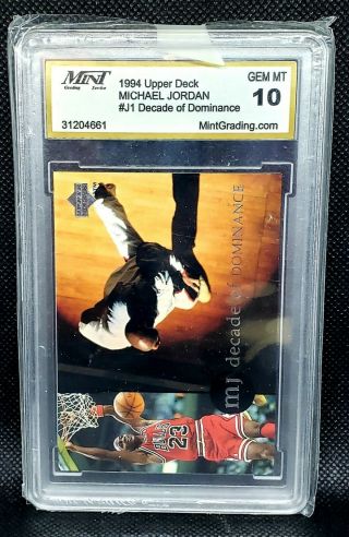 1994 Upper Deck Rare Michael Jordan J1 Graded 10 Decade Of Dominance Bulls