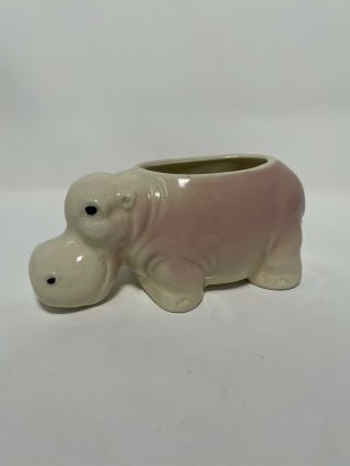 Vintage Mcm Hippo Pink Cream Planter Vase Holder Rare
